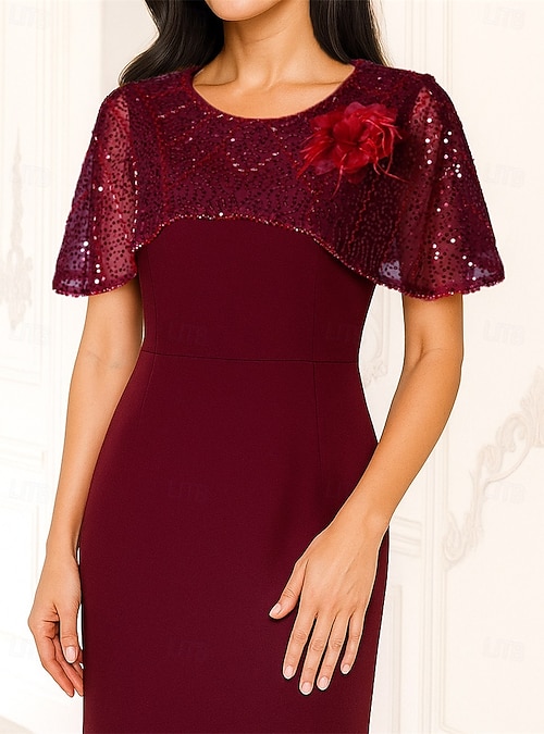 short cocktail dresses for mother of the bride Red V-neck Sheath/Column 2026 Mother of the Bride Dress Short/Mini