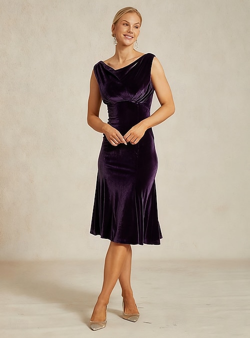 princess polly baby blue dress Women's Midi Dress Trumpet Mermaid Dress Elegant Party Wedding Guest  Cocktail Party Regular Fit Solid Color Sleeveless Cowl Neck Eggplant 2026