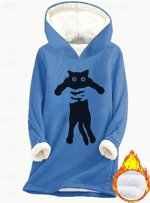 Pull Chat Sweat à Capuche Avec Poche Pour Chat/Chien - Hoodie Porte-Animaux - Femme Hiver Chaud Vêtement Pour Propriétaire Chat