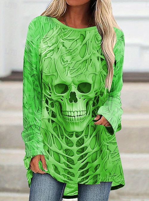 Women's T Shirt Skulls Graphic Vintage Stylish Casual Long Sleeve