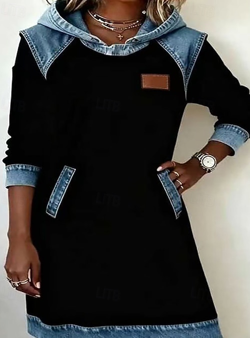 Women's Mini Dress Hoodie Dress Casual Dress Fashion Modern Daily Outdoor Vacation Regular Fit Plain Long Sleeve Hooded Black White Yellow Green Fall Winter 2026 - CAD $60.99 Women's Mini Dress Hoodie Dress Casual Dress Fashion Modern Daily Outdoor Vacation Regular Fit Plain Long Sleeve Hooded Black White Yellow Green Fall Winter 2026 - CAD $60.99
