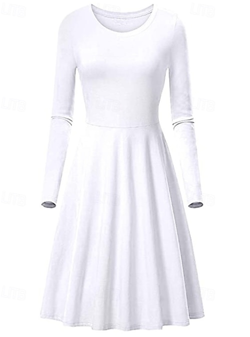 Women's Midi Dress Hoodie Dress T Shirt Dress Tee Dress Elegant Modern  Daily Outdoor Vacation Loose Fit Plain Long Sleeve Crew Neck Black White  Yellow Wine Spring Fall 2026 - $21.99