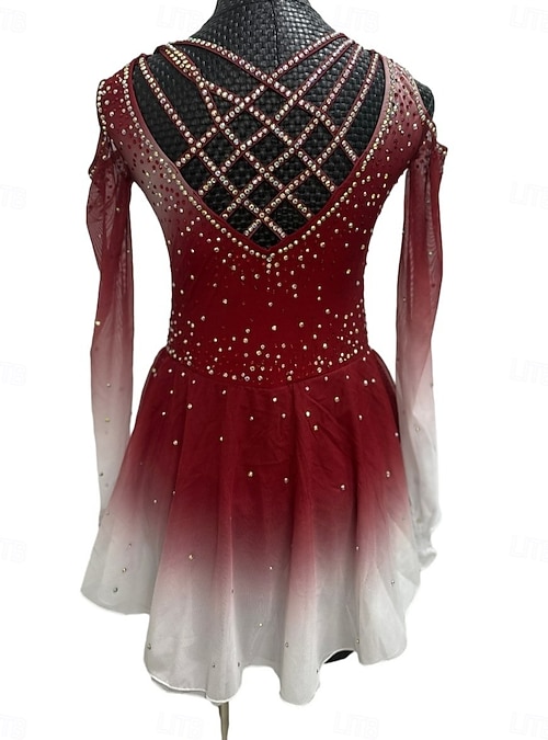 dark red figure skating dress Wine Red Figure Dancing Dress Girls Ice Dancing Test Dress Custom Ice  Skating Dress Kids Competition Skating Clothing Custom Size Color Style  Fast Ship B2112 - Women - Gender