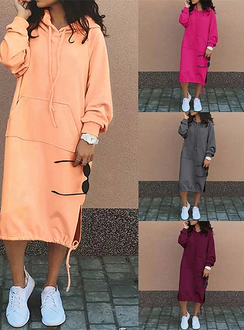 Women s Long Dress Maxi Dress Hoodie Dress Casual Dress Winter Dress Elegant Fashion Modern Daily Outdoor Winter Dress Loose Fit Plain Long Sleeve Women s Long Dress Maxi Dress Hoodie Dress Casual Dress Winter Dress Elegant Fashion Modern Daily Outdoor Winter Dress Loose Fit Plain Long Sleeve