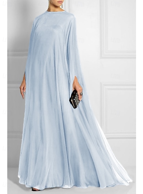 Sheath Evening Gown Empire Dress Formal Evening Sweep / Brush Train Long Sleeve Boat Neck Fall Wedding Guest Chiffon with Pleats dress to impress 2026 - $149.99 Sheath Evening Gown Empire Dress Formal Evening Sweep / Brush Train Long Sleeve Boat Neck Fall Wedding Guest Chiffon with Pleats dress to impress 2026 - $149.99