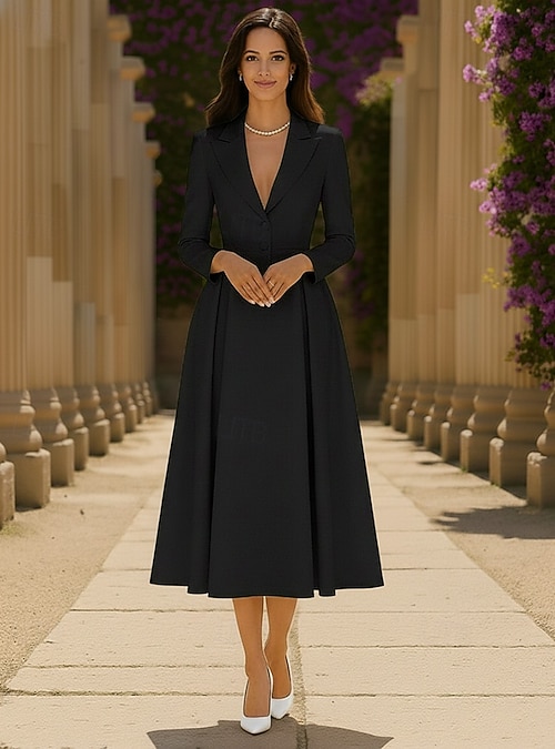 a line tuxedo dress Ivory Cady Tuxedo Gown with Velvet Lapel and Bow