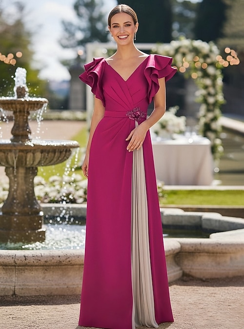 formal wedding guest dresses with short sleeves Wedding-Guest Midi Party Dress with Short Sleeves Hunter Green / Large main image 0