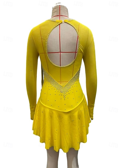 long sleeve figure skating dresses Gray Figure Skating Dress for Women Custom Ice Skating Dresses Women Crystal Long Sleeves