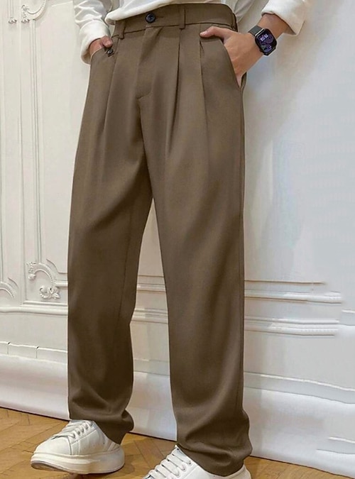 baggy brown dress pants Amazon.com: Men Brown Black Suit Pants Fashion Social Dress Pants Korean  Loose Straight Wide Leg Office Formal Trousers : Clothing, Shoes & Jewelry