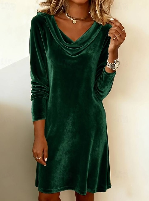 Women's Midi Dress Sheath Dress Bodycon Dress Party Birthday Cocktail Daily  Regular Fit Plain Long Sleeve Crew Neck Blue Silver Wine Red Black Fall  Winter 2026 - $30.99