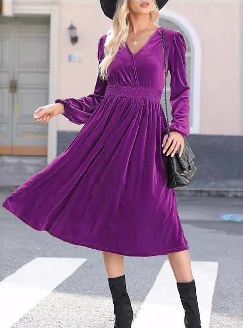 midi daily cocktail dress purple Womens Wrap V Neck Midi Dress 2026 Summer Fashion Short Sleeve Smocked Dresses  Formal Evening Party Dresses Daily Wear Outfits