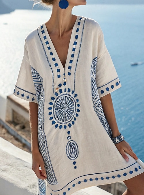 sachin and babi light blue dress Maje Mixte's cotton, Fitted embroidered dress for Spring/Summer, size Mixte- Dresses-US XL / FR 41, in color White/Blue / Blue