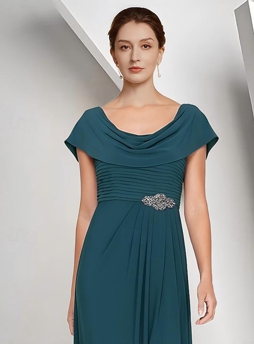white christmas dresses Long Formal Ruffle Sleeve Chiffon Evening Dress main image 1