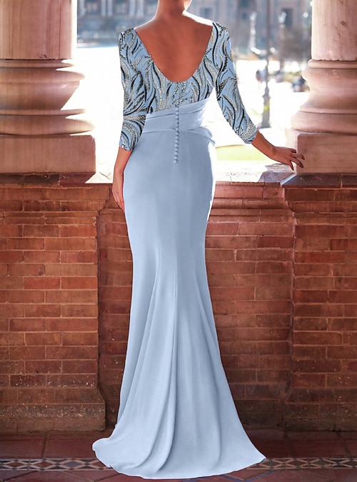 princess polly baby blue dress Mermaid Trumpet Floor Length Beaded Eembroidered Formal Dresses Mother of  the Bride Dress Prom Dresses Evening Gown Ball Gown Formal Dress Celebrity  Style 3/4 Length Sleeve Jewel Neck Prom Garden 2026