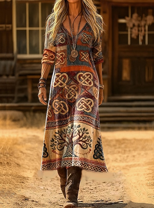 Women's Maxi Dress Boho Sheath Dress Party Casual Daily Date Going out Regular Fit Graphic Geometric Paisley Long Sleeve V Neck Dark Brown Spring Fall Winter Autumn 2026 - $41.99 Women's Maxi Dress Boho Sheath Dress Party Casual Daily Date Going out Regular Fit Graphic Geometric Paisley Long Sleeve V Neck Dark Brown Spring Fall Winter Autumn 2026 - $41.99