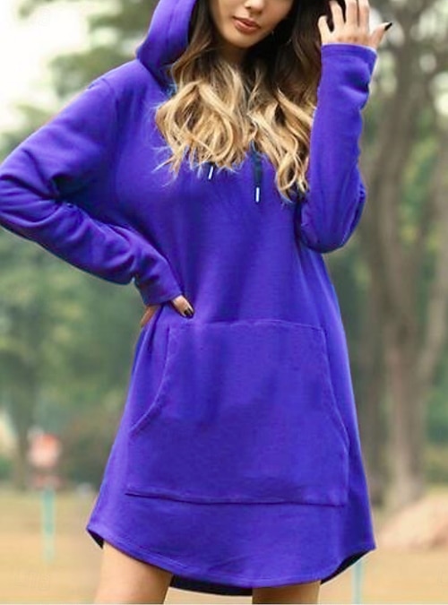 navy blue dress for baby girl Cozy Women's Hooded Sweatshirt Hoodie Dress for Winter and Autumn main image 0