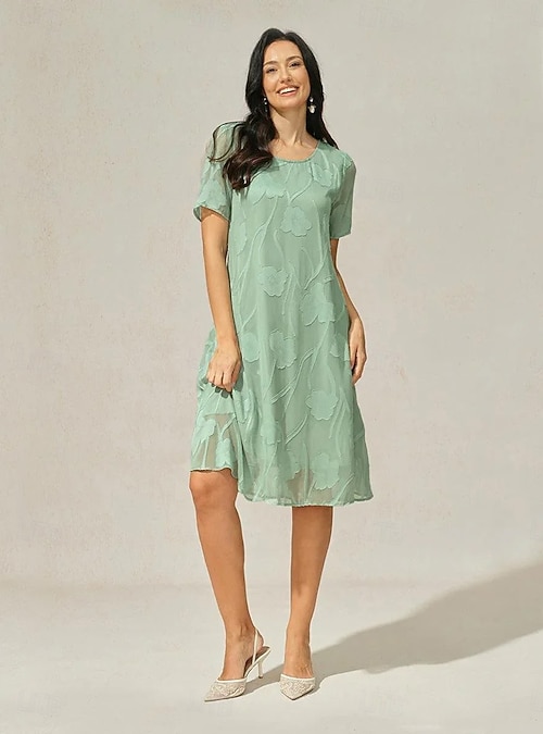 green emerald velvet dress Floral Printed Flared Sleeve Midi - Sage Green main image 1