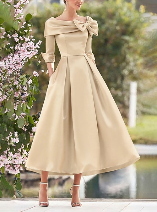 tea length cocktail dress for wedding White Short Sleeve Tea Length Dress by Ladivine CD0187W