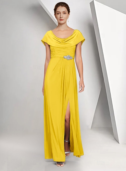 A-Line Floor Length Wedding Guest Dress Chiffon Dress Formal Dresses Mother of the Bride Dress Cap Sleeve Crew Neck Elegant Simple Wedding Guest Semi Formal Chiffon with Crystals 2026 - $149.99 A-Line Floor Length Wedding Guest Dress Chiffon Dress Formal Dresses Mother of the Bride Dress Cap Sleeve Crew Neck Elegant Simple Wedding Guest Semi Formal Chiffon with Crystals 2026 - $149.99