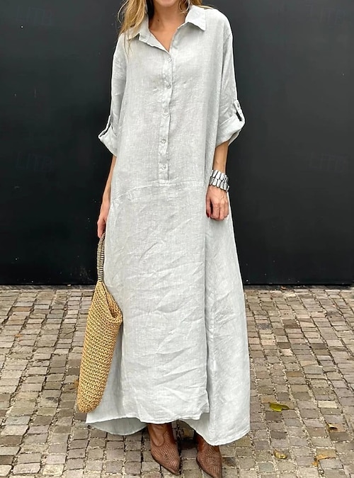 chinese dress ladies Perfect Sleeve Loose Plain, Breezy, Long Maxi Dress for Summer