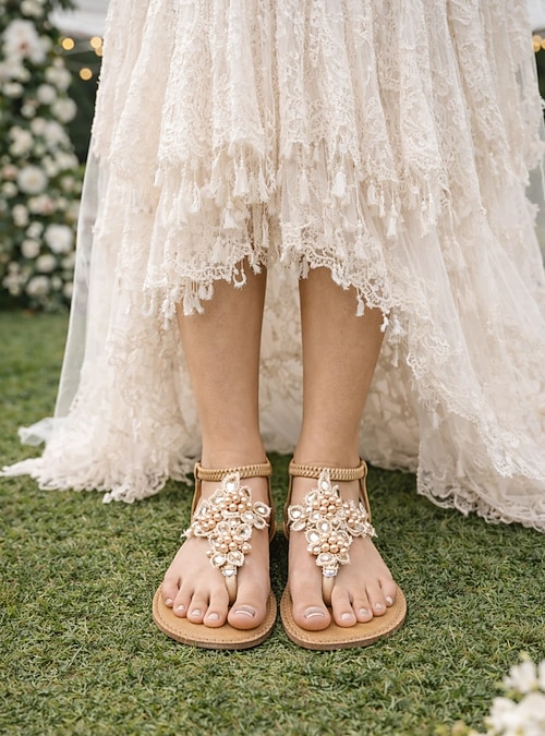 boho dress sandals Women's Boho Flat Sandals Nude & Nero