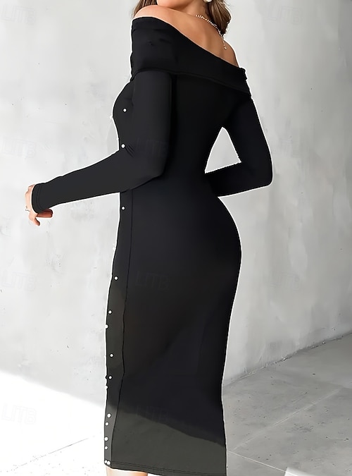 Women's Midi Dress Prom Dress Party Dress Cocktail Dress Sheath Dress Elegant Fashion Evening Party Party Special Occasion Loose Fit Plain Long Sleeve Off Shoulder Black Summer Spring 2026 - $27.99 Women's Midi Dress Prom Dress Party Dress Cocktail Dress Sheath Dress Elegant Fashion Evening Party Party Special Occasion Loose Fit Plain Long Sleeve Off Shoulder Black Summer Spring 2026 - $27.99