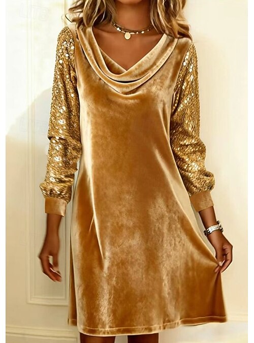 slim fit dress slacks A-line cocktail dress with a rose gold shimmer PAAIE