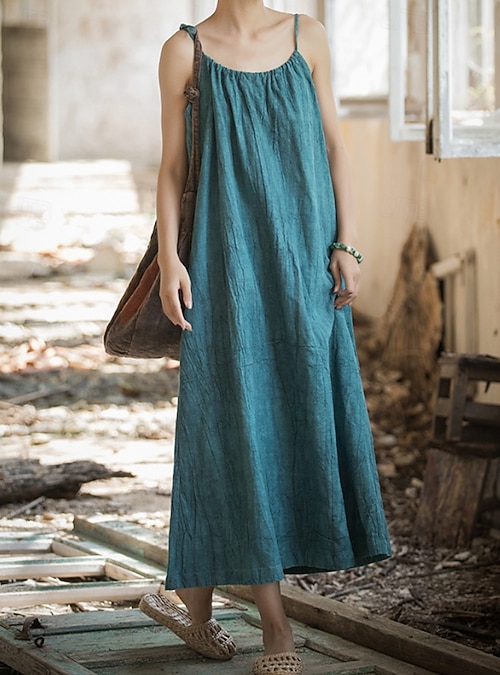 Women's Midi Dress Cotton Linen Dresses Shift Dress Sundress Slip Dress Vintage Fashion Daily Outdoor Vacation Loose Fit Plain Sleeveless Straps Blue Teal White Yellow Summer Spring 2026 - $71.99 Women's Midi Dress Cotton Linen Dresses Shift Dress Sundress Slip Dress Vintage Fashion Daily Outdoor Vacation Loose Fit Plain Sleeveless Straps Blue Teal White Yellow Summer Spring 2026 - $71.99