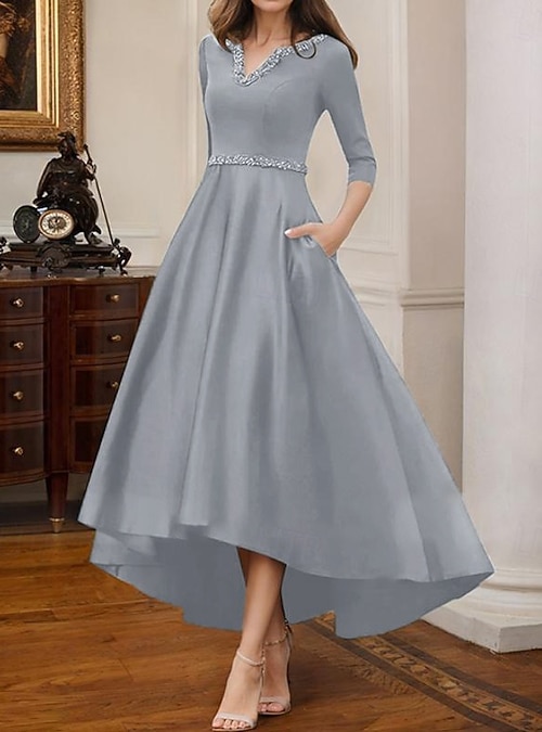 high low dresses semi formal Berylove Women Strapless Formal Dress Champagne Sweetheart Stretch Satin  Mermaid Long Wedding Guest Dress With Slit main image 0