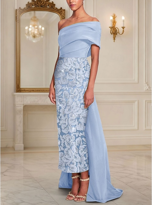 Sheath Column Floor Length Beaded Eembroidered Formal Dresses Mother of the  Bride Dress Evening Gown Ball Gown Formal Dress Elegant Glittering Sleeveless  Off Shoulder Wedding Formal Pocket Satin Lace 2026 - $189.99