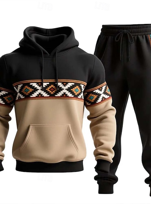 Hoodie Joggingbroek Set 2-delige Sportset Hoodie Broek Trainingspakken Voor De Herfst & Winter Voor Heren Warm Sweatshirt Herfst Winter Trainingspakken Mannen