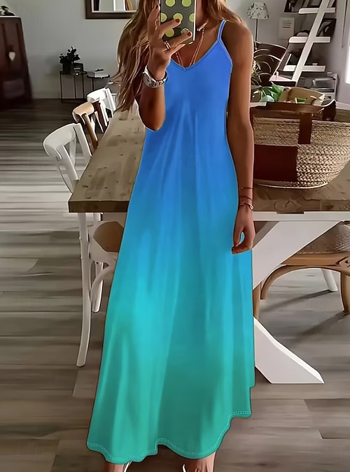 Women's Maxi Dress Sundress A Line Dress Slip Dress Vacation Casual Boho Beach Loose Fit Ombre Graphic Sleeveless V Neck Blue Orange Amethyst Summer Spring 2026 - $36.99 Women's Maxi Dress Sundress A Line Dress Slip Dress Vacation Casual Boho Beach Loose Fit Ombre Graphic Sleeveless V Neck Blue Orange Amethyst Summer Spring 2026 - $36.99