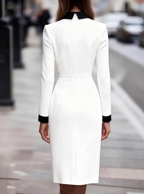 white knee length dress graduation ZAPAKA Women Little White Dress A-Line Straight Satin Knee Length Graduation Dress, White / UK28