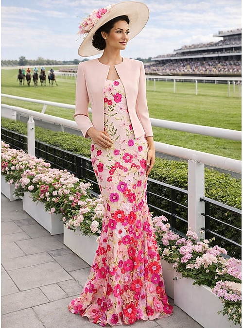 Mermaid Trumpet Floor Length Wedding Guest Dress Mother of the Bride Dress  Sleeveless Strapless Elegant Celebrity Style Garden Party Wedding Formal  Lace Stretch Crepe with Embroidery 2026 - GBP 168