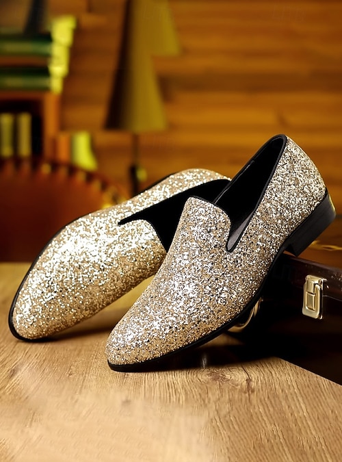 gold sparkly dress shoes mens Scintillante