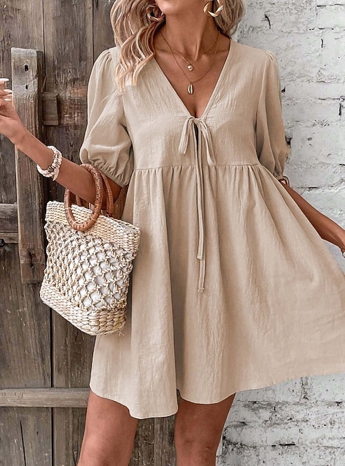 knee length dresses for ladies Julianna Linen Mini Dress