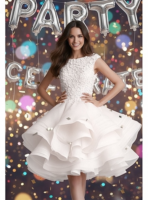 open lace back dress Size XXS White Prom Dress