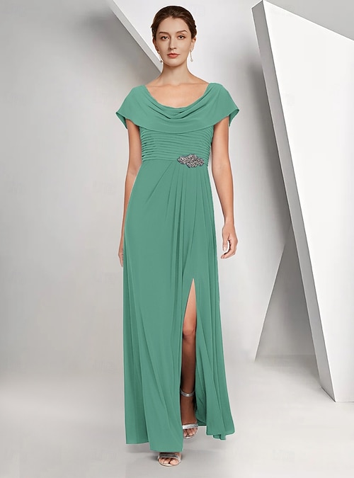 A-Line Floor Length Wedding Guest Dress Chiffon Dress Formal Dresses Mother of the Bride Dress Cap Sleeve Crew Neck Elegant Simple Wedding Guest Semi Formal Chiffon with Crystals 2026 - $149.99 A-Line Floor Length Wedding Guest Dress Chiffon Dress Formal Dresses Mother of the Bride Dress Cap Sleeve Crew Neck Elegant Simple Wedding Guest Semi Formal Chiffon with Crystals 2026 - $149.99
