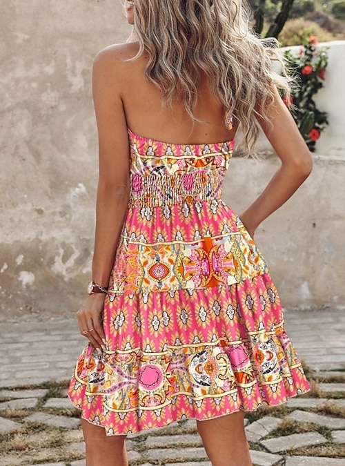 pink and orange going out dress Pink and Orange Color Block Dress Outfit Ideas
