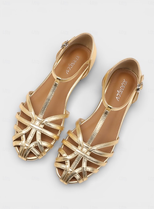 gold dress flat sandals Women's Metallic Gold Flat Sandals