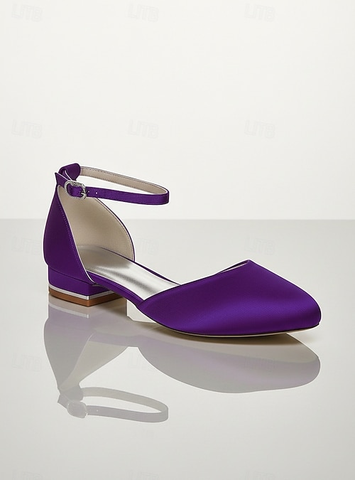purple dress shoes low heel womens: Women's Shoes Block Low heel is convenient to walk for a long time and can also enhance your elegant temperament and add points to your beauty Women's Burgundy Satin Ankle Strap