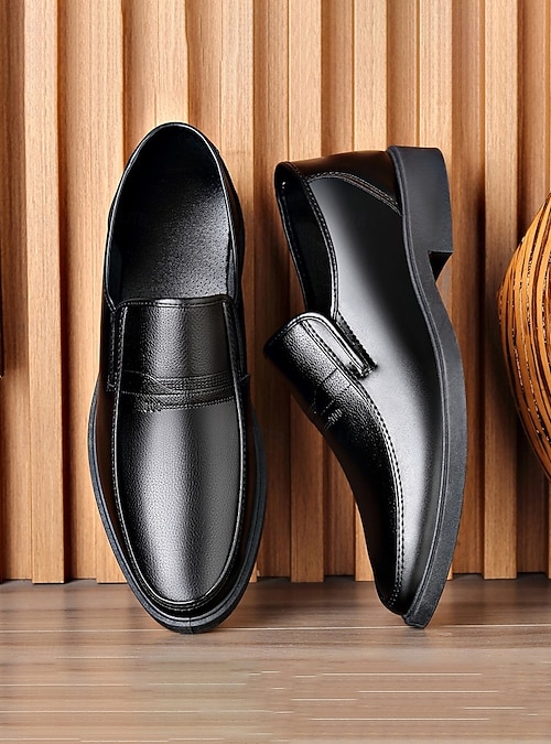 Men's Black Slip-On Dress Shoes, Classic Formal Shoes for Weddings,  Business, and Semi-Formal Events, Comfortable and Stylish Footwear for Men  2026 - $29.99