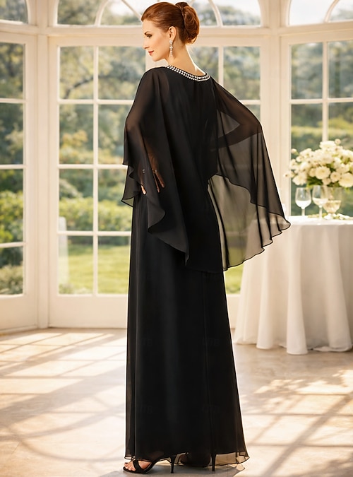 A-Line Floor Length Wedding Guest Dress Formal Dresses Evening Gown Mother of the Bride Dress Sleeveless Jewel Neck Elegant Plus Size Wedding Guest Formal Evening Wedding Party Chiffon with Beading 2026 - A-Line Floor Length Wedding Guest Dress Formal Dresses Evening Gown Mother of the Bride Dress Sleeveless Jewel Neck Elegant Plus Size Wedding Guest Formal Evening Wedding Party Chiffon with Beading 2026 -