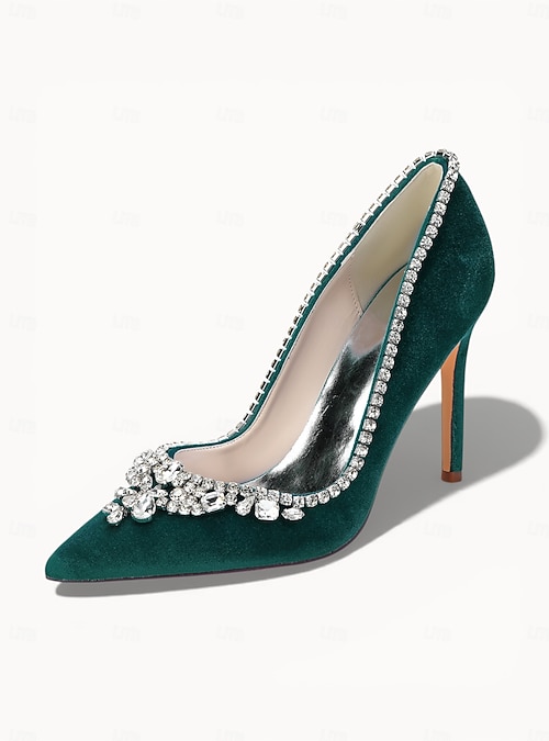 emerald green dress shoes women's Emerald Green Rhinestone Wedding Heels with Clutch: Handmade Bridal Shoes