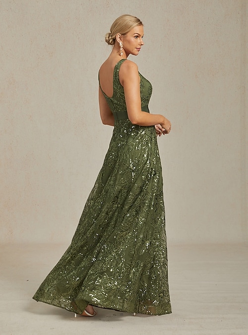 Women's Maxi Dress A Line Dress Backless Dress Elegant Party Birthday Solid  Color Sleeveless V Neck Olive 2026 - $209.99