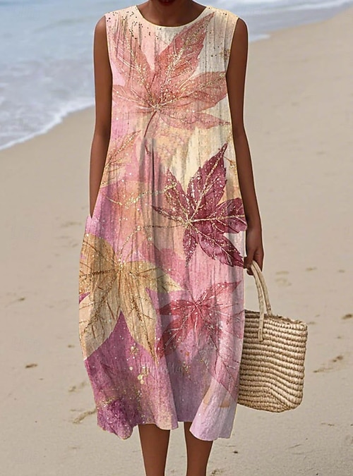Women's Midi Dress Linen Like Sundress Shift Dress A Line Dress Vacation Casual Boho Beach Party Going out Loose Fit Floral Graphic Sleeveless Crewneck Light Yellow Pink Summer Spring 2026 - GBP 36.99 Women's Midi Dress Linen Like Sundress Shift Dress A Line Dress Vacation Casual Boho Beach Party Going out Loose Fit Floral Graphic Sleeveless Crewneck Light Yellow Pink Summer Spring 2026 - GBP 36.99