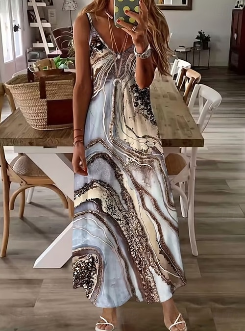 boho graffiti dress ROAONOCOMO Women Boho Graffiti Cami Long Dress Graphic Spaghetti Strap Flowy Swing Maxi Dress Colorful A Line Sundress at Amazon Women's Clothing store