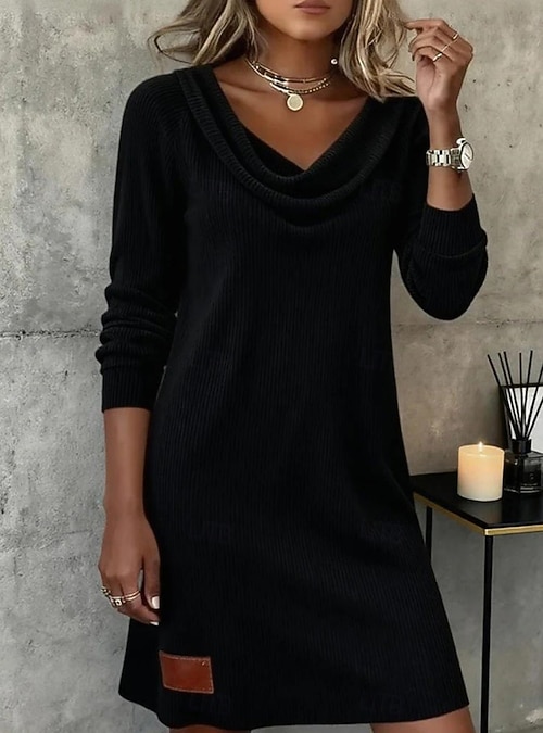 cowl neck mini sweater dress Off Shoulder Sweater Dress, Sexy Mini Dress