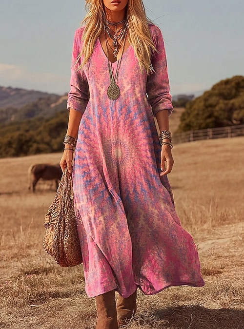 boho maxi shirt dress Women's Casual Boho Long Shirt Dress