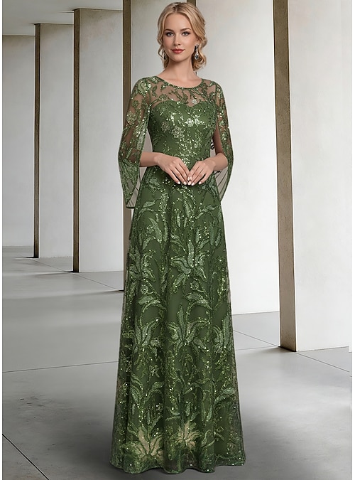 bride sequin shirt dress A-Line Floor Length Beaded Eembroidered Shirt Dress Chiffon Dress Mother of  the Bride Dress Short Sleeve Illusion Neck Elegant Vintage Formal Lace with  Lace Sequin Flower 2026